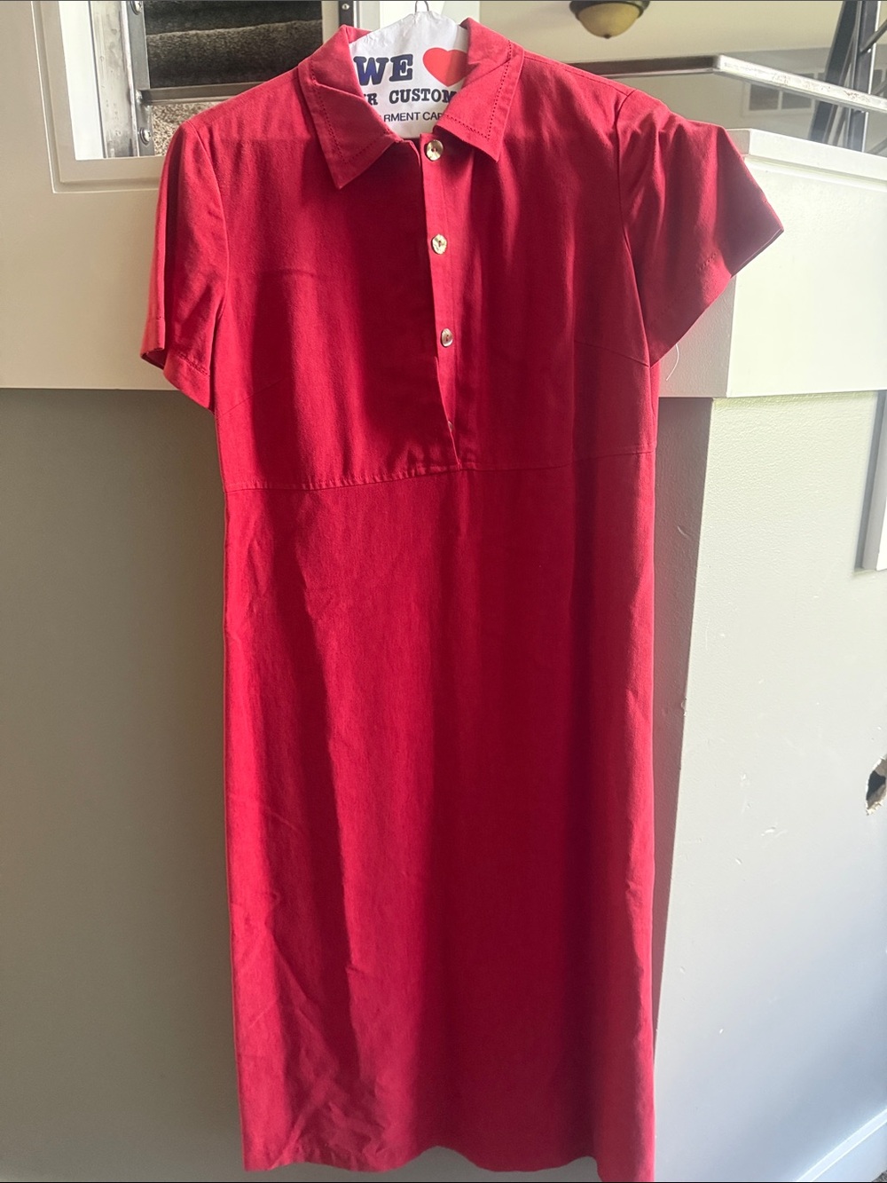 Talbots Red Midi Polo Shirt Dress